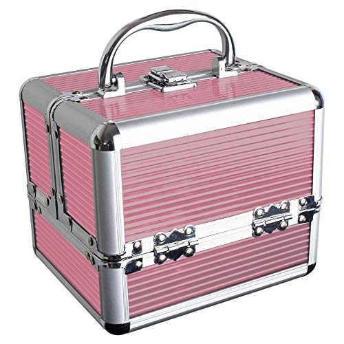 iGadgitz Home U7036 Mini Aluminium Kosmetikkoffer, Schminkkoffer, Beautycase, Makeupbox - Rosa - Klein