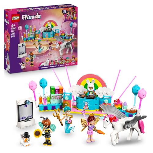 LEGO Friends Kostümparty mit Einhorn und Fee - Spielzeug für Mädchen ab 6 Jahren, inkl. Bühne, DJ-Pult, 4 Mini-Puppen, Churro der Katze und Pferdefigur sowie Zubehör - Kinder Geschenk - 42661