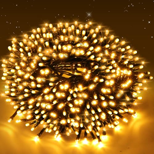 TNMOO Lichterkette Weihnachtsbaum, 20M 200 LED Warmweiß Lichterkette Außen mit 8 Modi und Memory, IP44 Wasserdicht Weihnachtsbeleuchtung für Innen Außen Party Hochzeit Garten Weihnachten