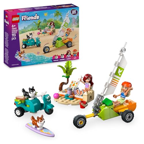 LEGO Friends Surfing Dogs and Adventure Set, Building Toy for 6 Plus Year Old Girls, with 2 Mini Doll Characters and 2 Pet Corgi Animal Figures, Kids’ Creative Playset 42641
