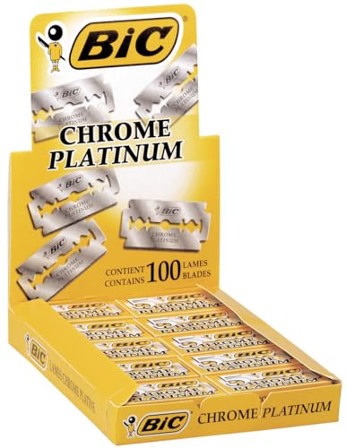 BIC Rasierklingen, 100 Stück, Chrome Platinum, für jeden Rasierhobel, Doppelkanten-Klingen, rostfrei