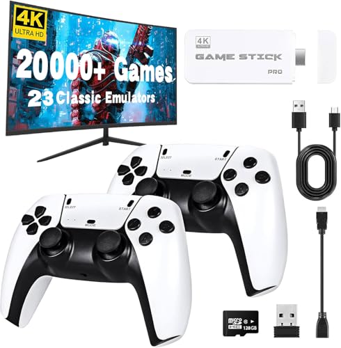 Retro Konsole mit über 20.000 Spielen – HDMI Retro Spielekonsole für TV – Plug & Play mit 2 komfortablen Controllern – Geschenkidee für Familie & Freunde (64G)