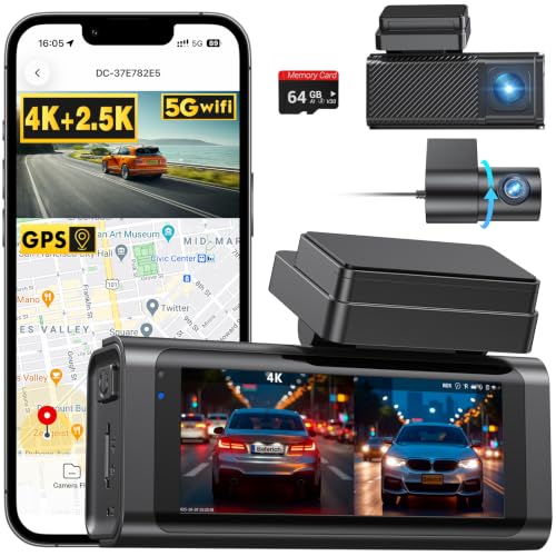 4K+2.5K Front Heck Dashcam mit 5,8 GHz WLAN & GPS Doppelkanal-Auto-Kamera, 3,16