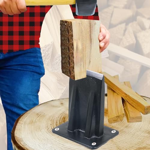 SPARES2GO Anzündholzspalter, Holzkeil, robust, zum Spalten von Brennholz, auf Holz montierte Axt, Meißel (3 kg, groß)