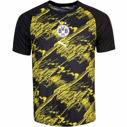 PUMA Borussia Dortmund BVB Warm Up Trikot Jersey (DE/NL/SE/PL, Alphanumerisch, L, Regular, Regular, Black/Yellow/Silver)