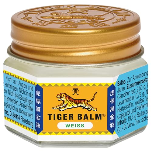 TIGER BALM WEISS - Natürlicher Balsam bei Erkältungsbeschwerden & zur Förderung der Hautdurchblutung - Einreibung mit hochwertigen ätherischen Ölen - 19,4 g