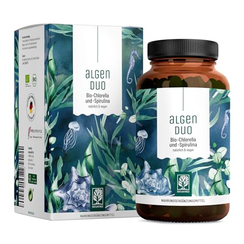 NATURTREU® Bio Spirulina & Chlorella Komplex Presslinge - 6000mg Spirulina und Chlorella je Tagesdosis - 360 Tabletten laborgeprüft vegan