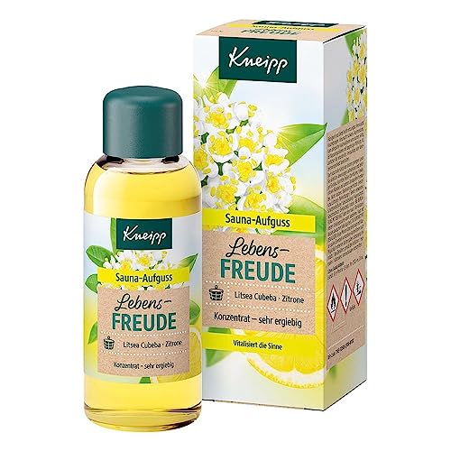 Kneipp Sauna Aufguss Lebensfreude, natürliche ätherische Öle der Litsea Cubeba & der Zitrone aktivieren Körper & Geist, vitalisiert die Sinne - ergiebiges Konzentrat für die Sauna, 100 ml (1er Pack)