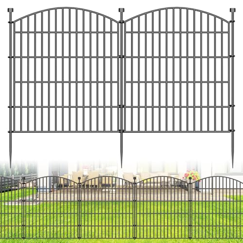 10 Teile Gartenzaun ohne Eingraben – 81,3 cm hoch / 7.2 m lang. Hoher, wetterfester Metall-Sichtschutzzaun für Garten, Terrasse & Grundstücksgrenze.