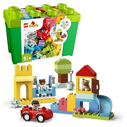 LEGO DUPLO Classic Steinebox - Montessori Spielzeug ab 1 Jahr - Lernspielzeug für Kleinkinder mit Auto, Zahlensteinen und Tierfiguren und Aufbewahrungsbox - Geschenk für Mädchen und Jungen 10914