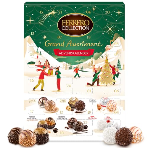 Ferrero Collection Adventskalender 2026, Grand Assortment Pralinen, 253,7 g | Adventskalender mit leckeren Schokoladen-Spezialitäten: beliebte Klassiker & neue Sorten, Geschenk für Frauen & Männer