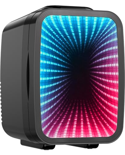 LIGIANT MF01C Mini Kühlschrank mit 7 Lichtmodi & Blinkendem Marquee-Effekt, Leise Kühl-/Warmfunktion, AC/DC, 4L/6 Dosen, Für Gaming-Zimmer, Schlafzimmer, Büro & Auto