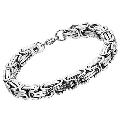 OIDEA Königskette Armband Silber für Herren Edelstahl Herrenarmband Armreif Charmsarmband Armschmuck Byzantinischem Stil Schwere Armkette Königsarmband Geschenk für Männer Weihnachten