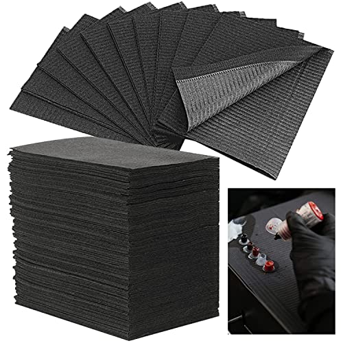 50 Stück schwarze Dental lätzchen - LEAYOKA Einweg-Wasserdichte Tattoo-Lätzchen, Tattoo-Tisch abdeckungen Sauberes Pad Patienten-Lätzchen Tattoo-Abdeckungen Vorräte Zahntrocken…