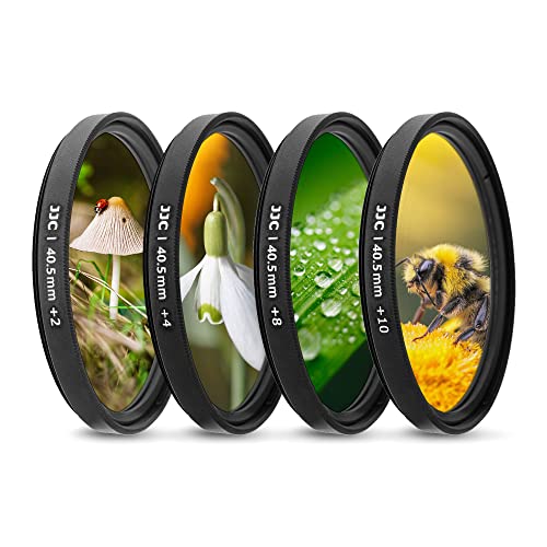 JJC 40,5 mm Makro-Nahaufnahme-Filter-Kit (+2, +4, +8, +10) mit Filtertasche für Sony Alpha A6600 A6500 A6400 A6300 A6000 + Sony E 16–50 mm Objektiv und andere 40,5 mm Gewinde-Objektivkamera