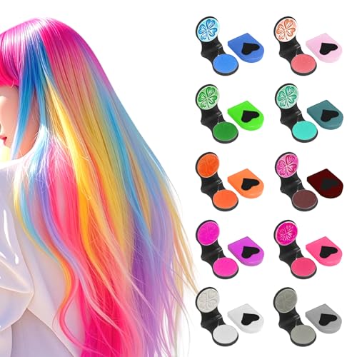 10 Stück Temporäre Haarfärbe-Stifte,Haarkreide für Mädchen Set,temporäre Haarfärbung,Haarfarbe Auswaschbar für Geburtstagsgeschenk,Weihnachten und Halloween