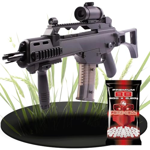 Fritz-Cell Set Airsoft Gewehr Elektrische Softair Waffe <0,5 Joule 6 mm inkl. 500 Premium BB's 0,20g Munition (DLV36)