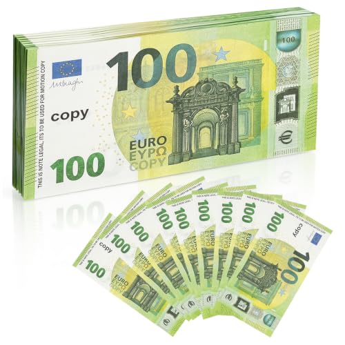 AMJKEJI 100 x 100€ Euroschein Spielgeld Euro Scheine Prop Money 100 Euro für Zauberrequisiten Studium Filmen Halloween Deko