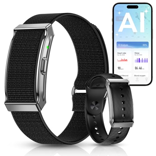 Fitness Tracker ohne Display Smart Band, 24/7 Aktivitäts Schlaftracker mit Herzfrequenz Menstruationszyklus SpO2, Schrittzähler mit 35 Tage Akku, 120+ Sportmodi, KI-Analyse, IP68 Wasserdicht, Kein ABO