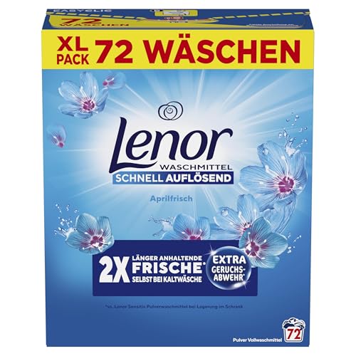 Lenor Pulverwaschmittel Universal Aprilfrisch, 72 Waschladungen, Extra Geruchsabwehr Und Lang Anhaltende Frische
