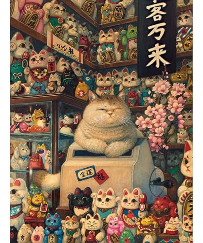 PieceRelax PieceClicks 1000 Teile Puzzle für Erwachsene - Phoenix Chan - Lucky Cat Shop - 63,3 x 47,6 cm | Geschenkidee zu Weihnachten & Geburtstag [U1033]