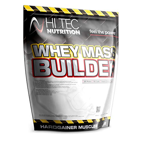 Mass Gainer Protein Pulver 1500g - Whey Weight Gainer für Muskelaufbau - 30 Portionen Vanille - Hi Tec Nutrition