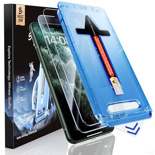 MAGIC JOHN 2 Stück für iPhone 11 Pro Max für Bildschirmschutz (6,5 Zoll), Auto-Dust-Eliminierung, 9H, HD Klar, Bläschenfrei, Einfache Installation