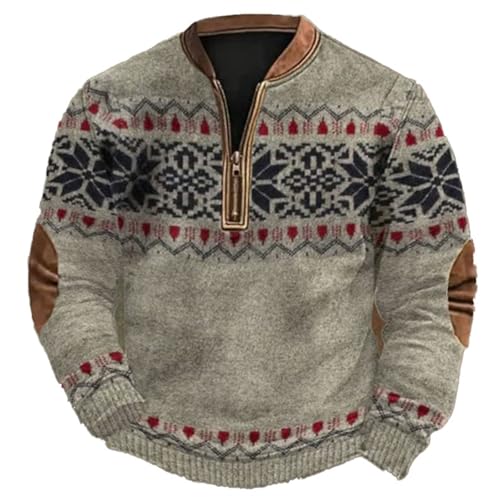 Generisch Hässliche Weihnachtspullover Herren Weihnachts Sweatshirt Hässlicher Sweatshirts Ugly Sweater Weihnachten 3D Druke Stehkragen Pullover Weihnachtsshirt Langarm Große Größen Weihnachtspulli