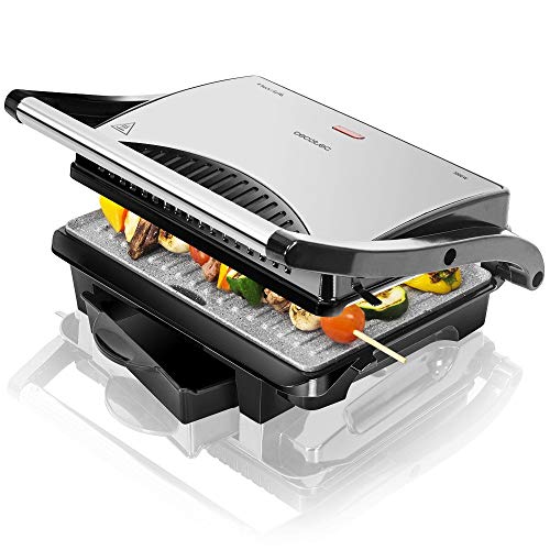 Cecotec Rock´n Grill 1000 W. Elektrischer Grill, RockStone Antihaftbeschichtung, 1000 W, 25,5 x 29,5 x 10 cm