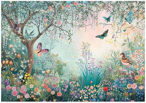 WallArena - Vlies Fototapete Wald Wiese 350x250 cm - Fototapeten - Tapeten - für Wohnzimmer Schlafzimmer - Vliestapete Wandtapete Tapete 3D Effekt- inkl. Kleister - Blumen Bunt Landschaft