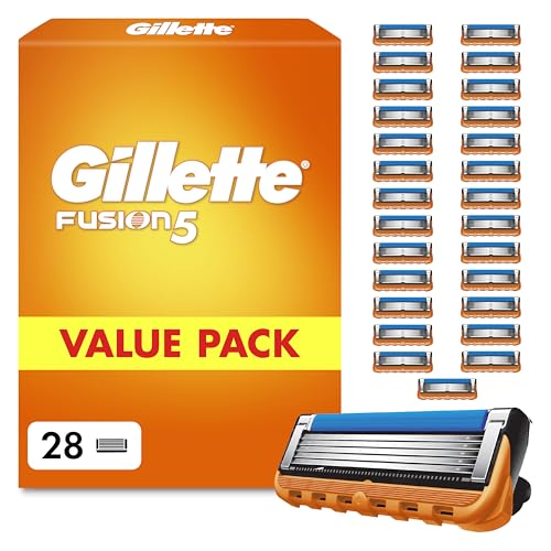 Gillette Fusion5 Rasierklingen Herren, 28 Original Ersatzklingen, Klingen für Männer mit Größerem Gleitstreifen für Sanftes Gleiten und 5 Klingen für Eine Gründliche und Komfortable Rasur
