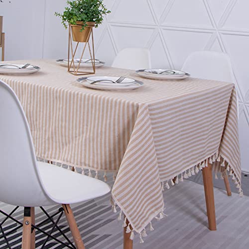 Novetec Tischdecke Rechteckige Baumwolle Leinen Tischtuch Abwischbar Ölbeständig Fleckschutz Tischdecken Pflegeleicht für Drinnen Draussen Garten Esszimmer Party und Festen 120x160