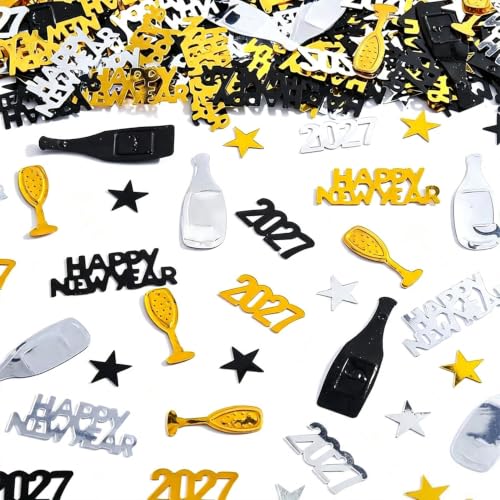 Silvester Deko 2027,Gold Streudeko Silvesterdeko,Happy New Year Deko 2027 Deko Silvesters Tischdeko Silvester Tischdeko,Neujahr Dekoration für New Year Decoration,Konfetti Sylvester Dekoration (30g)