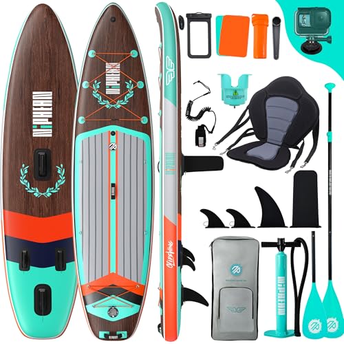 Niphean (Extra Groß) Stand Up Paddling Board, SUP für 2+1 Personen/Familien, SUP Board mit (Anfängergeeignet) Balancierflügel, wasserdichte Handyhülle, Stand Up Paddle Board for Adults, Geschenkideen