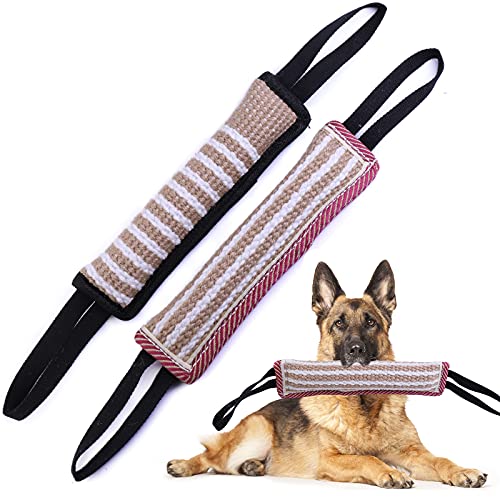 EPODA 2 Stück Beisswurst für Hunde, Jute Beisswurst Training mit 2 Griff, Tauziehen und Zerrspiele mit Hund, Hundebiss Schlepper Spielzeug Robustes Hundespielzeug