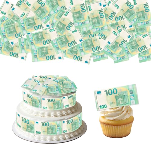 50 Stück Geldscheine, Essbare Bill Bild Kuchen Deko, Geld Kuchen Topper, Geld Torte, Geld Scheine Tortenaufleger zum Geburtstag Kreieren Mann Frauen