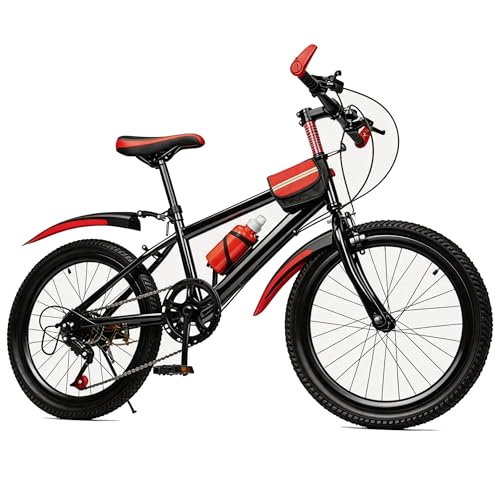 Oxylonty Kinderfahrrad 20 Zoll – Fahrrad Kinder Mountainbike für Mädchen & Jungen, 7-Gang-Schaltung, mit Schutzblech, Wasserflasche & Kompassglocke, belastbar bis 85 kg – Mädchen Fahrrad 20 Zoll