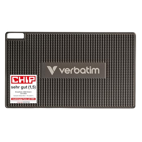 Verbatim Metal Mini Portable SSD, 1 TB, bis zu 2000 MB/s Lesen und 1750 MB/s Schreiben, Externe Festplatte USB 3.2 Gen 2, für Mac, PC, Smartphone & Spielekonsole
