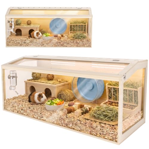X XBEN Großer Holz-Hamsterkäfig, mit öffnbarem Dach & Mehrfachbelüftung