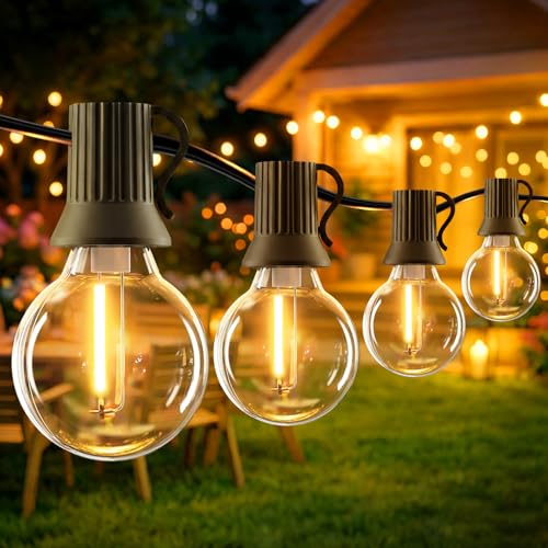 ACICILI Lichterkette Außen Outdoor LED Strom,20M Aussen Beleuchtung G40 mit Stecker & Timer,8Modi,IP44 Wasserdicht Wetterfest Lichterkette Glühbirnen für Garten Terrasse Party Weihnachten, Warmweiß
