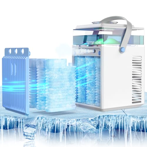 Mobile Klimaanlage, 5 in 1 Mini Klimagerät mit App-Steuerung, Persönlich Ventilator mit 800ml Wassetank, 3 Geschwindigkeiten, 3 Nebelmodi, Tragbarer Klimaanlage für Zimmer Büro