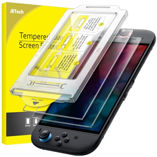 JETech Auto-Ausrichtung Schutzfolie für Nintendo Switch 2 2025, 9H Gehärtetes Glas Displayschutz mit Supereinfacher Installationswerkzeug, Anti-Kratzer, HD Klar, 2 Stück