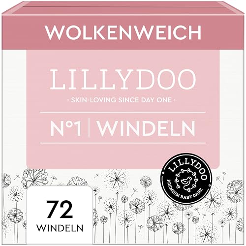 LILLYDOO hautfreundliche Baby Windeln - Größe 1 (2+ kg), Halbmonatsbox (72 Stück), Sicherer Auslaufschutz, Weich, Ohne Parfüme & Lotionen für empfindliche Haut, Dermatologisch getestet