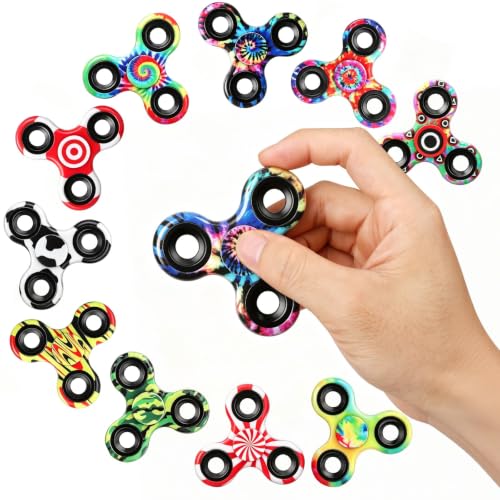 10 Pack Fidget-Spinner-Spielzeug für Kinder und Erwachsene, Metall-Tri-Spinner zum Stressabbau, Weihnachts-Geburtstags-Strumpffüller-Klassenzimmerpreis für Jungen im Alter