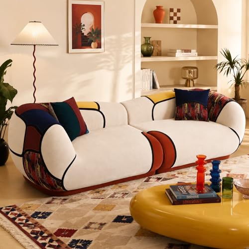 Vipbear 3 Sitzer Boneless Couch, 265 cm langes Modulares Sofa mit Kissen im Bohemian-Stil, Hochdichtes Schaumstoff, Kompressionssofa für Wohnzimmer, Keine Montage erforderlich
