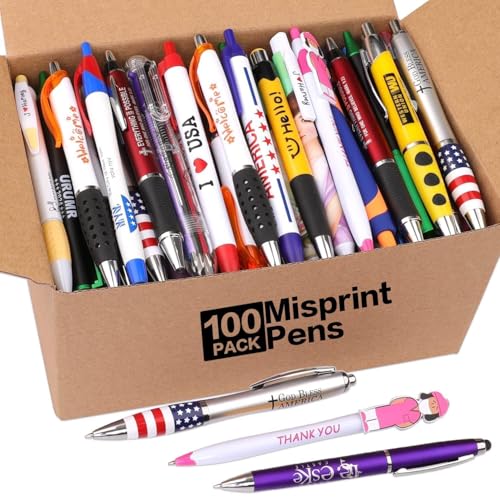 Kugelschreiber, 100 StüCk Fehldruck Kugelschreiber, ZufäLlig Stifte, GroßHandelspackung Von Kulischreiber Set Blau Und Schwarz Tinte, Mit Glattem Schreibfluss– Ideal FüR BüRo, Schule, Kulli, Pens