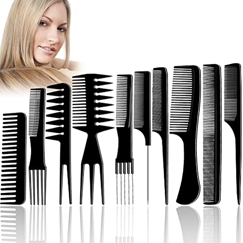 10 Stück Kamm Set für Männer - Professioneller Antistatischer Herrenkamm - Hair Comb für Salon, Zuhause, Reisen, Frisur, Bart und Haare