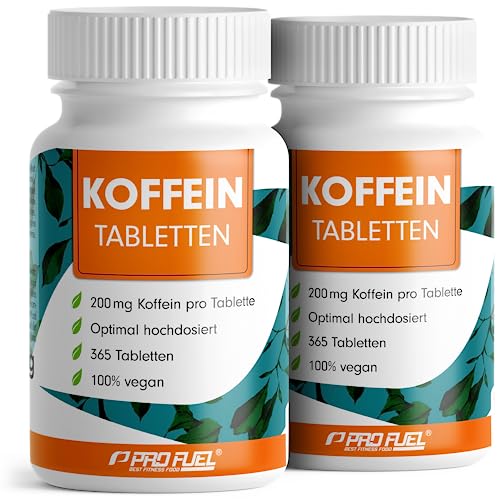 Koffeintabletten 730x - 200 mg Koffein pro Tablette - optimal hochdosiert - laborgeprüft auf den Koffein-Gehalt und die Reinheit - XL-Vorrat mit 2x365 Tabs. - 100% vegan