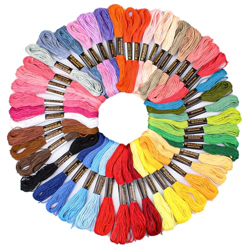 Stickgarn Set,50 Farben je 8 Meter,Multifarben Stickgarn,Embroidery Weicher,für Kreuzstichfaden,Stickereien,Armbandfaden,Häkeln,zum Basteln,Stickbilder,Armbänder,Crafts Arts Kreuzstich