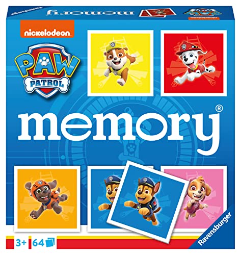 Ravensburger - 20887 - Paw Patrol Memory, der Spieleklassiker für alle Fans der TV-Serie Paw Patrol, Spiel b 3 Jahren, Merkspiel für 2-8 Spieler - Geburtstagsgeschenke